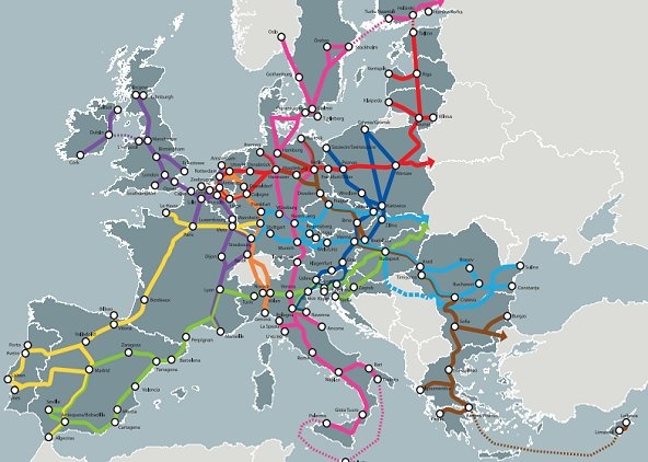 mapa zeleznice evrope Mapa: Nové dopravní koridory Evropy podle Evropské Komise mapa zeleznice evrope